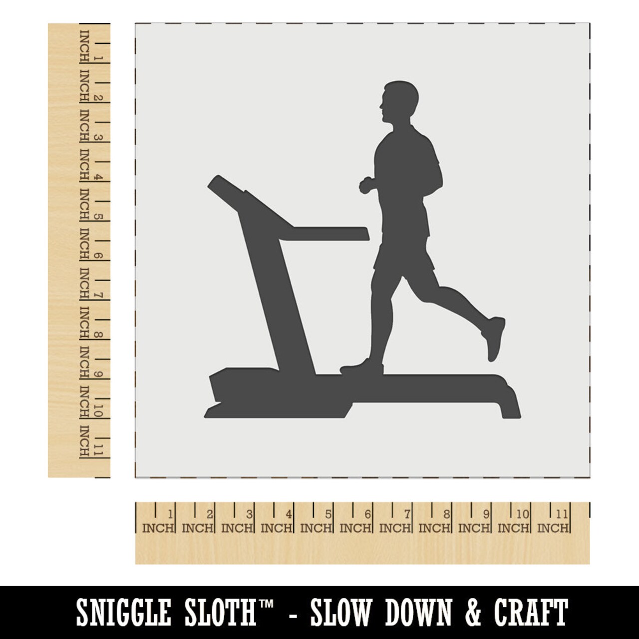 Man Running on Treadmill Cardio Workout Gym Wall Cookie DIY Craft Reusable Stencil